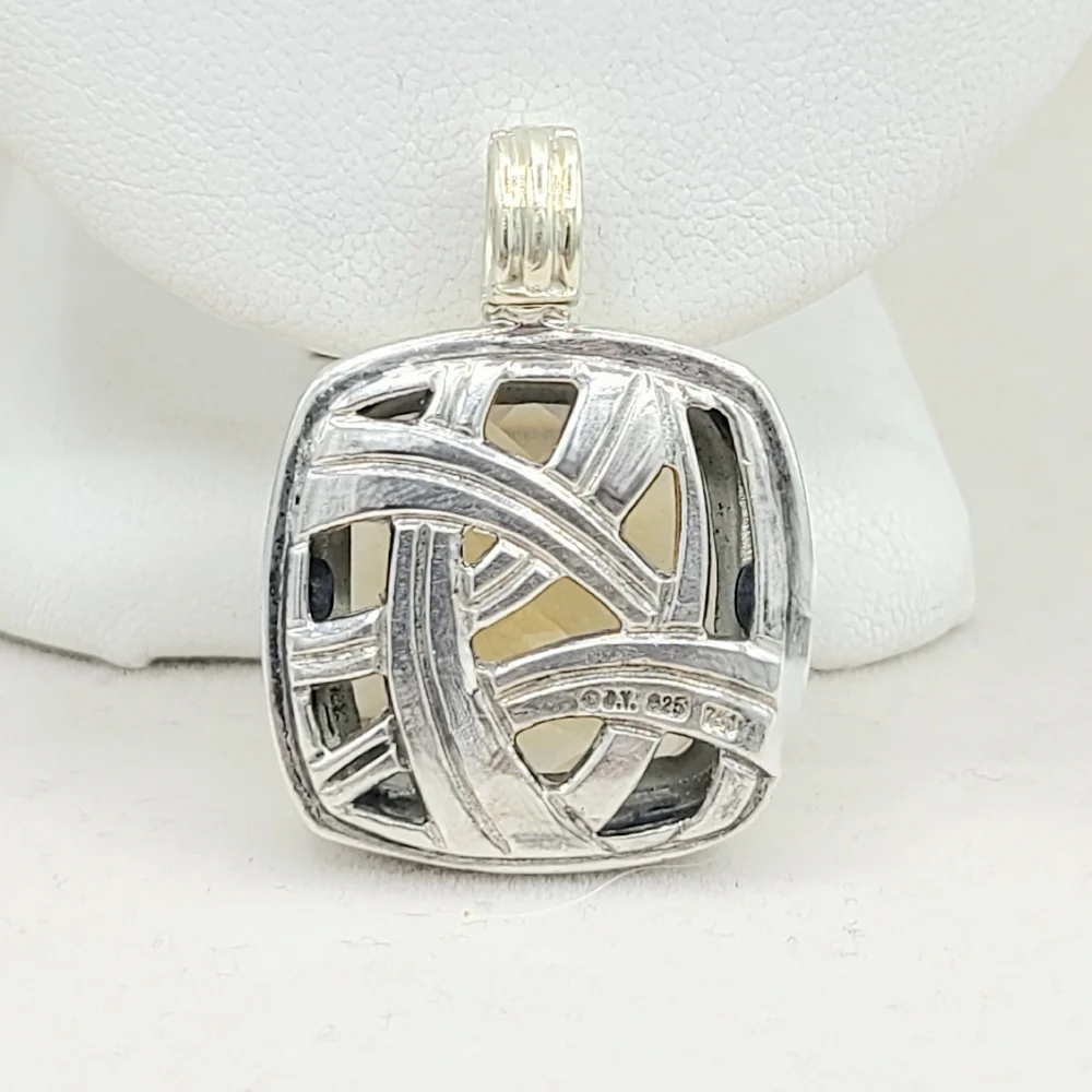 David Yurman Albion 20mm Lemon Citrine Pendant Enhancer With 18k Gold - Picture 3 of 7